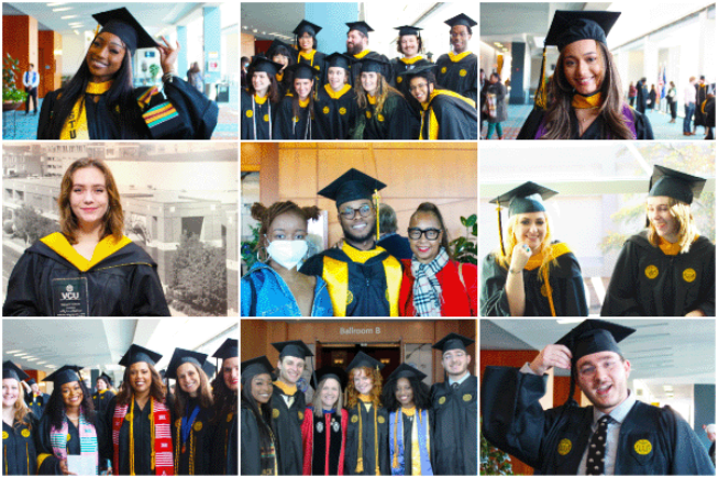 Image collage of students at 2022 graduation ceremony.